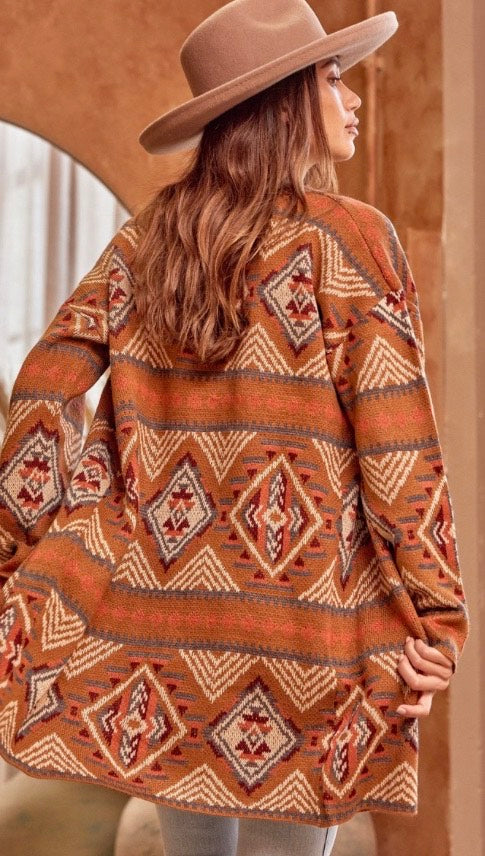 Aztec Inspirations” Cardigan Sweater – Sample Chic Boutique